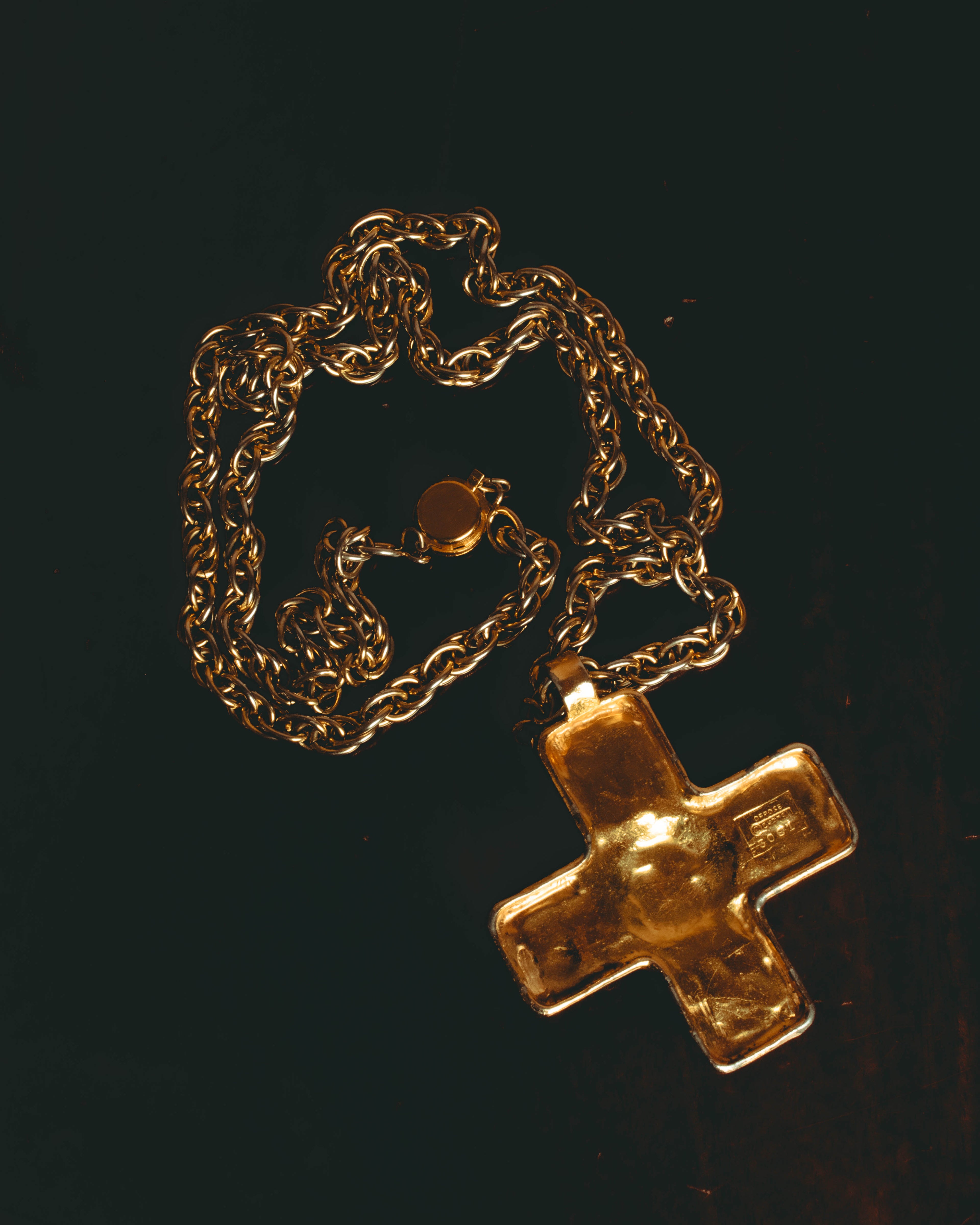 –SPECIAL– "CHANEL" 80's Gripoix Byzantine cross pendant necklace