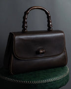 -SPECIAL- "GUCCI"  1980-1986's Inherited model grained leather bamboo bag