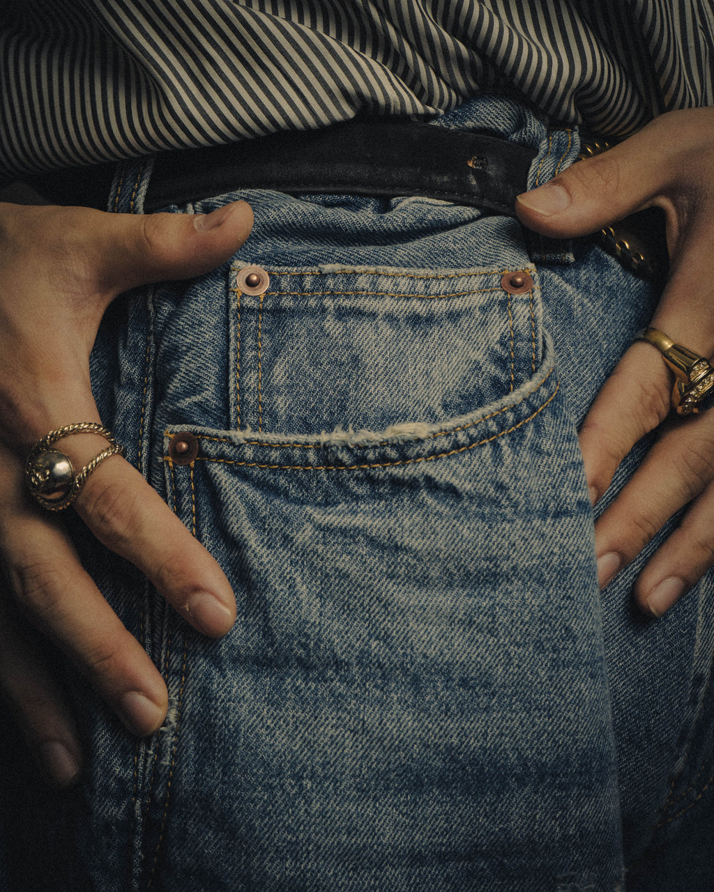 -SPECIAL- “SAINT LAURENT” 2023’s Long extreme baggy faded denim jeans