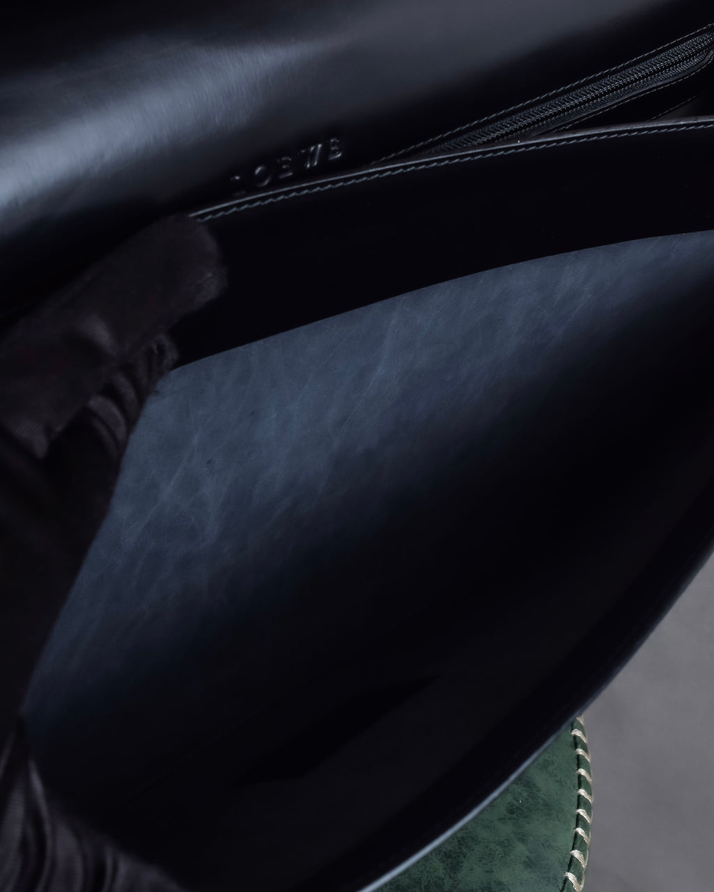 "LOEWE" Logo engraved leather briefcase bag