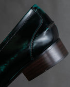 "BOTTEGA VENETA" Gradient emerald color leather loafers