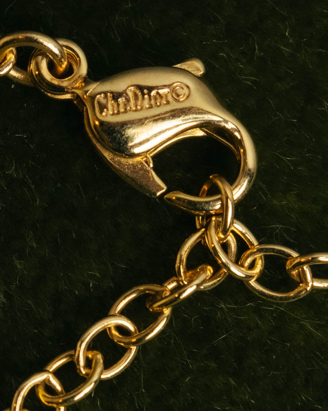 "Christian Dior" 80's-00's Rhinestone oval pendant necklace
