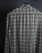 "Saint Laurent" Lame check pattern bow tie shirt