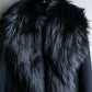 "DIANE VON FURSTENBERG" Fur docking design belted long coat