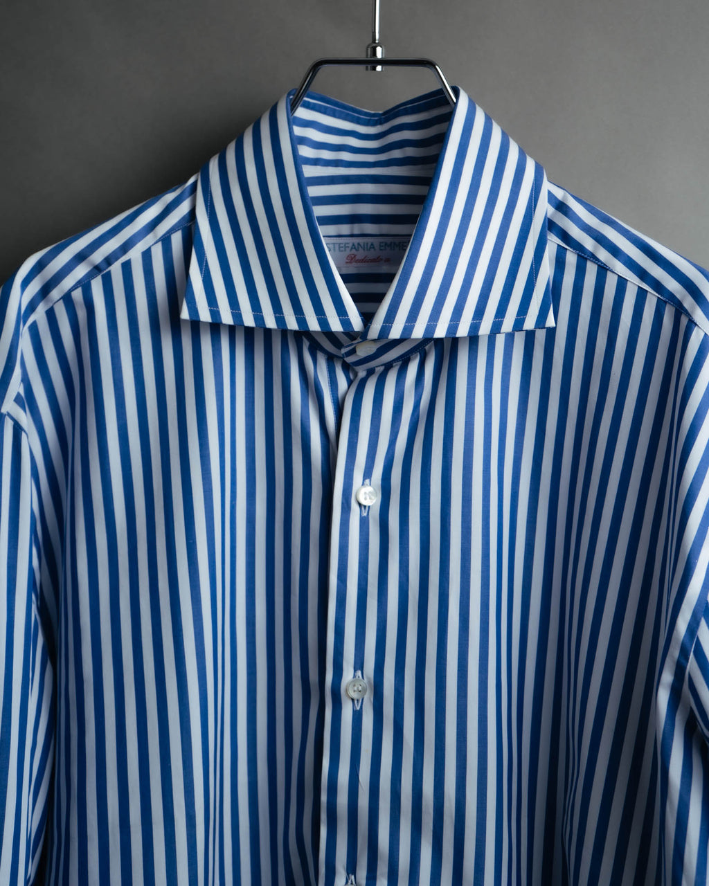 -MOOD MILLÉSIMES- 90’s-00’s vivid blue stripe wide-spread collar shirt