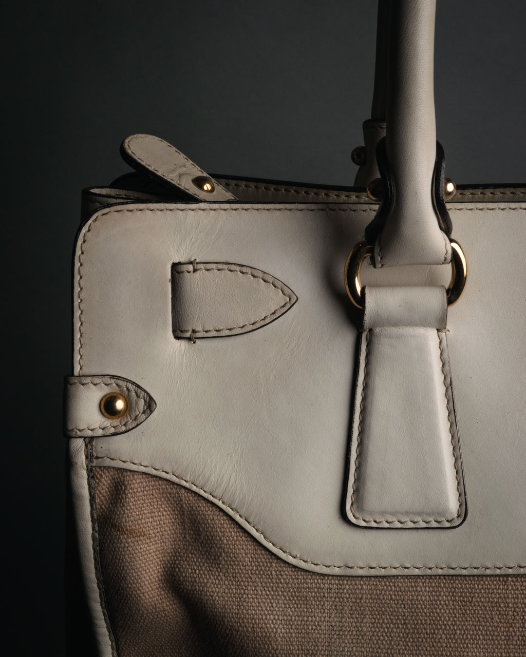 “Salvatore Ferragamo” 2010’s canvas and leather gancini tote bag