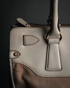 “Salvatore Ferragamo” 2010’s canvas and leather gancini tote bag