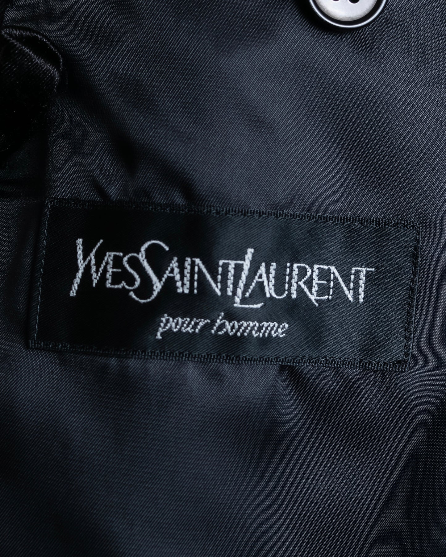 "YVES SAINT LAURENT" Peaked lapel double breasted tailored jacket ＆wide tapered slacks striped set up