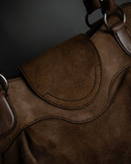 "Salvatore Ferragamo" Gathered form Gancini motif design suede hand bag