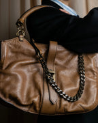 "BURBERRY" Chain design grained full grain leather shoulder bag