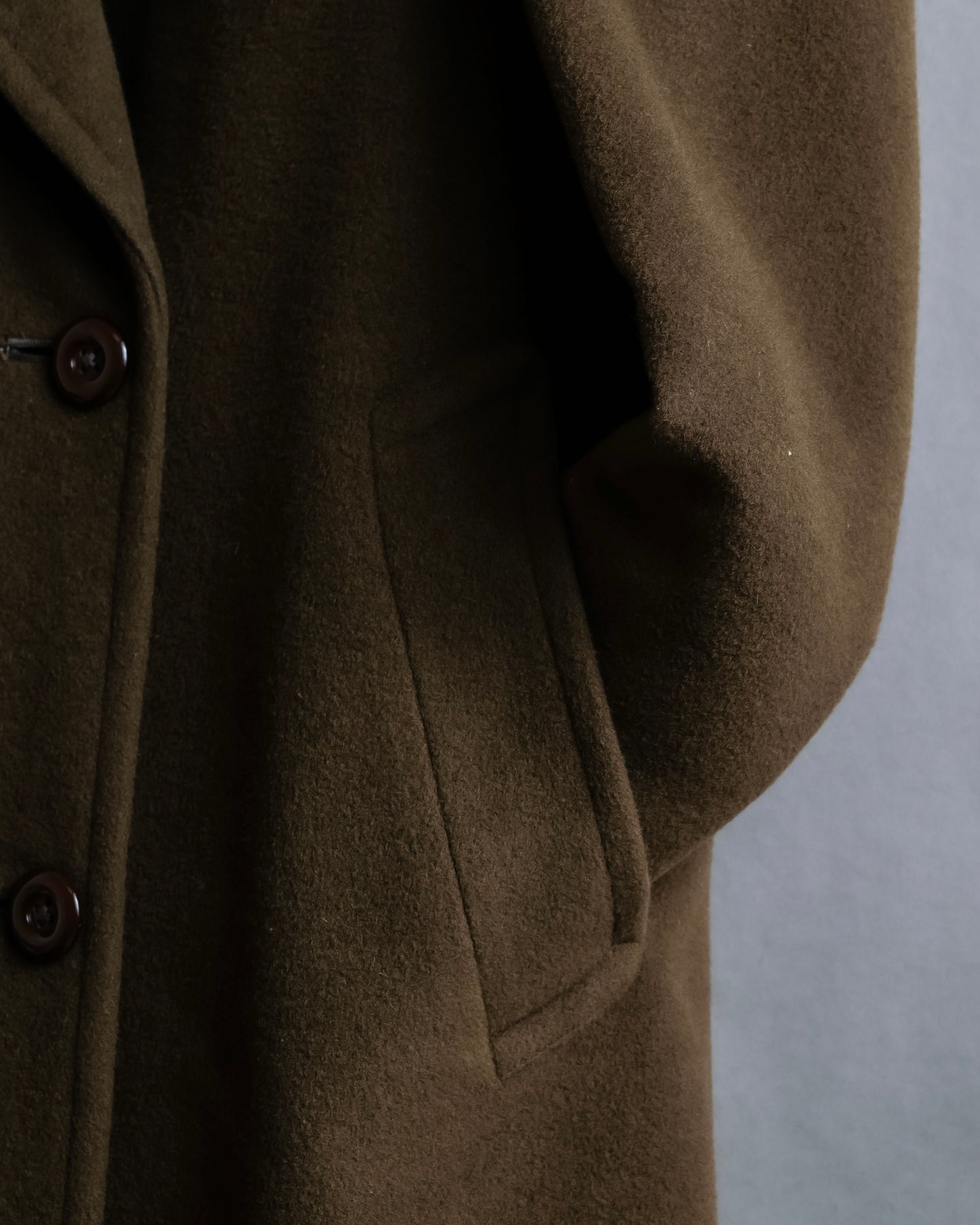 "BURBERRYS" Peaked lapels double breasted olive brown coat