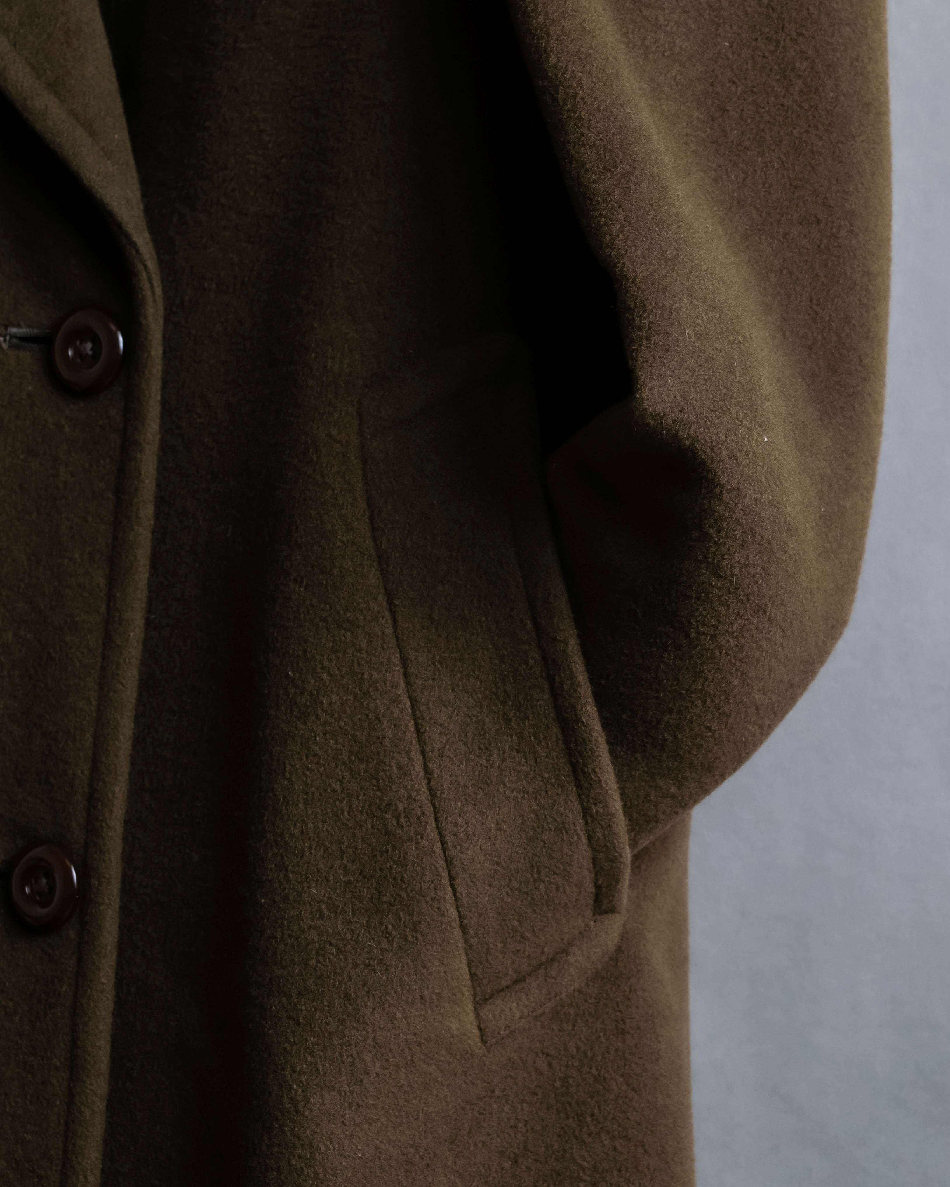 "BURBERRYS" Peaked lapels double breasted olive brown coat