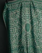 "Christian Dior" 85's-95's Vintage emerald tulip botanical silk shantung scarf