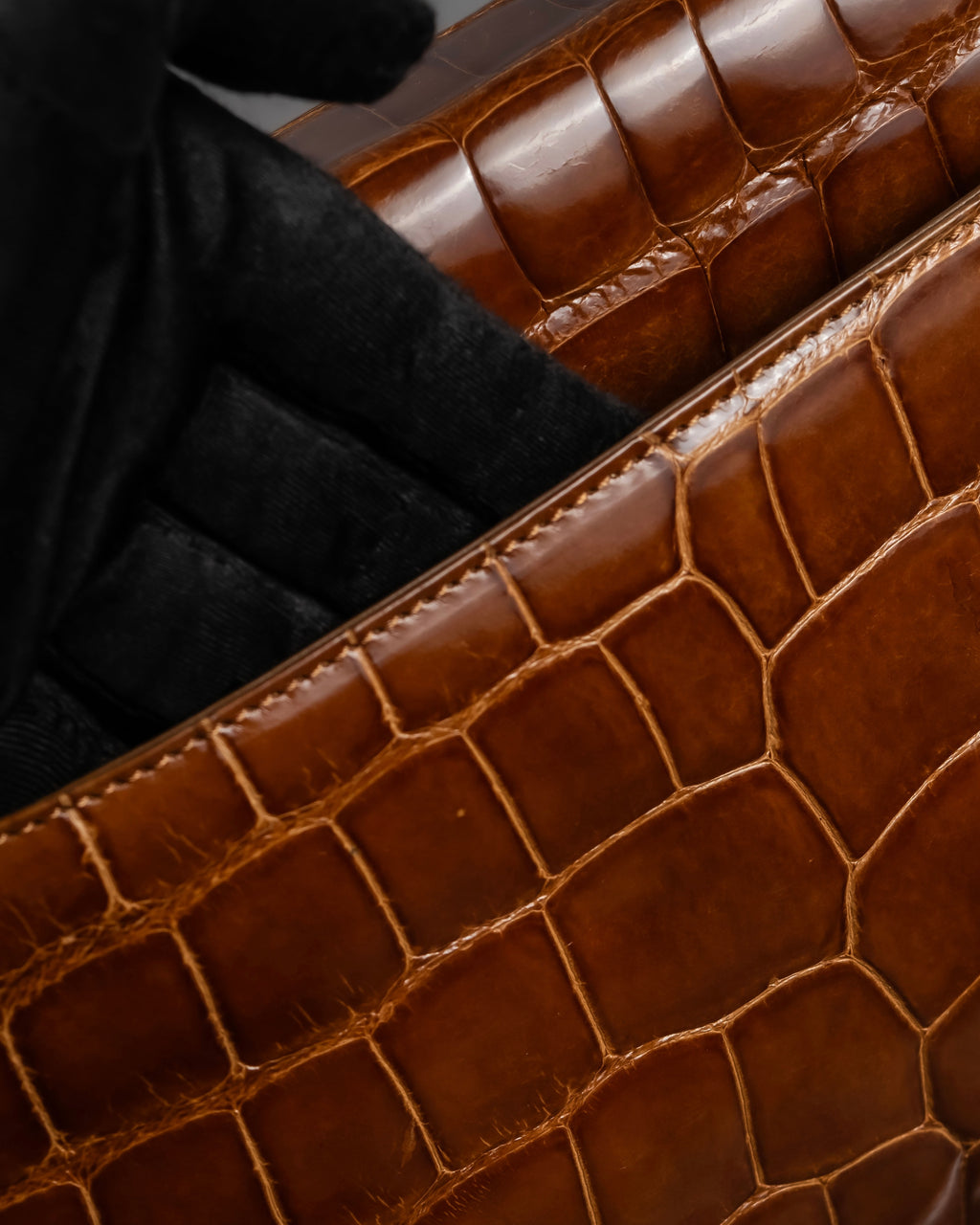 "Franco Parmiggiani" Turn lock design crocodile texture hand bag