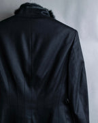 "Alexandar McQueen" Fur trimmed design shaped tailored jacket