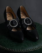 "GUCCI" Michele design ribbon crystal buckle pumps