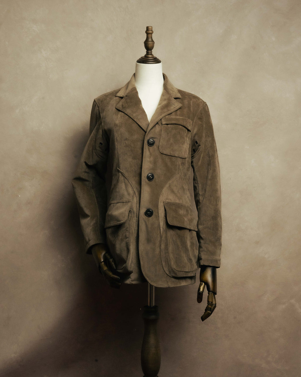 “GIORGIO ARMANI” 90’s-00’s Suede-effect multi-pocket tailored field jacket