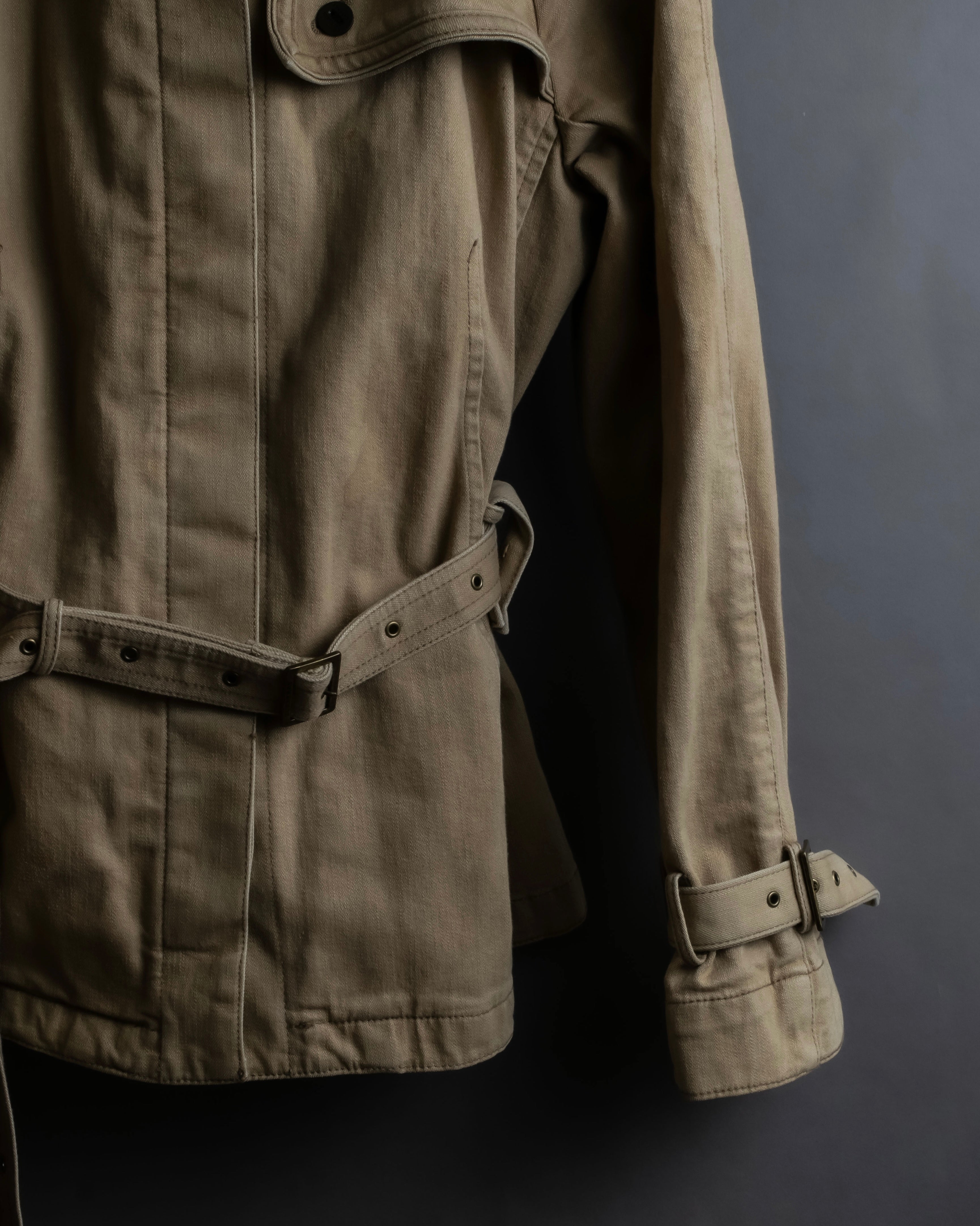 "BURBERRY" Selvedge denim trench detail jacket