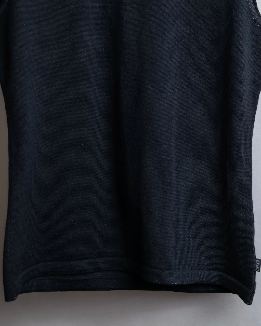 "VERSACE" High neck design sleeveless knit pullover
