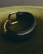 -SPECIAL- "GUCCI" 70's-80's Iconic horsebit crocodile leather cuff bangle