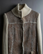 "Dolce &amp; Gabbana" Mouton &amp; knit combination design coat