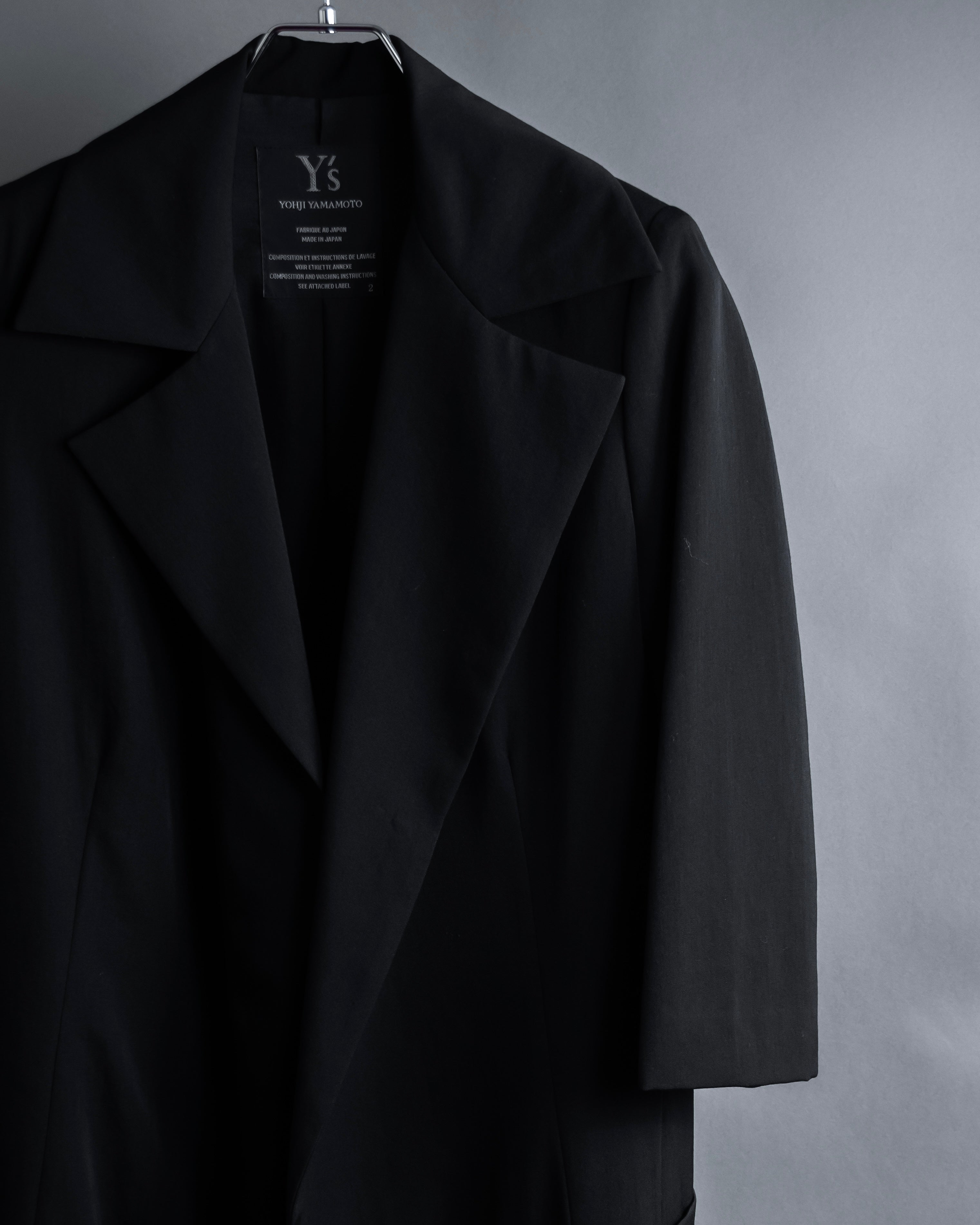 "Y's" Sharp lapel draping tailored coat