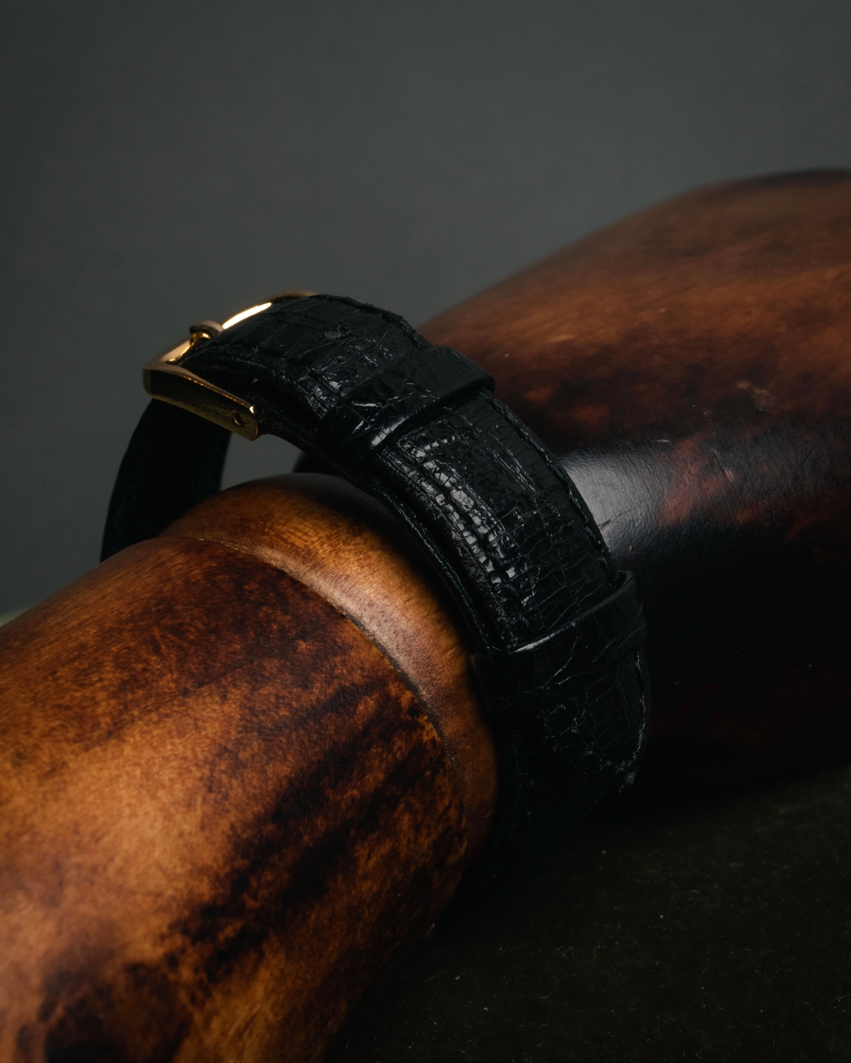 “Yves Saint Laurent” 80’s-90’s coin edge quartz leather watch