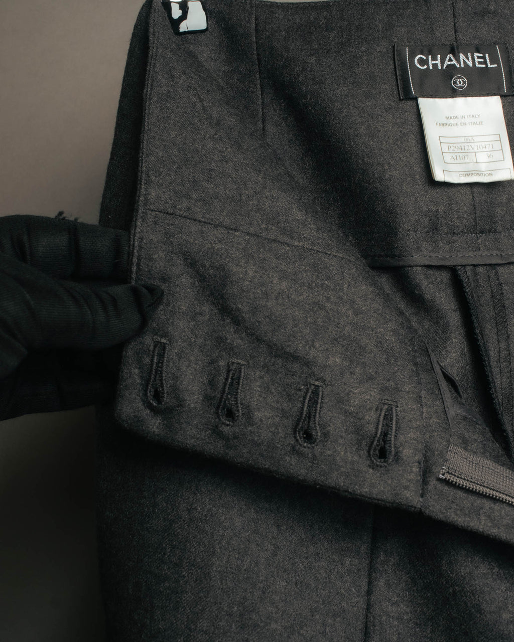-SPECIAL- "CHANEL" 00's Soft wool cashmere wide leg trousers