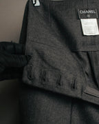 -SPECIAL- "CHANEL" 00's Soft wool cashmere wide leg trousers
