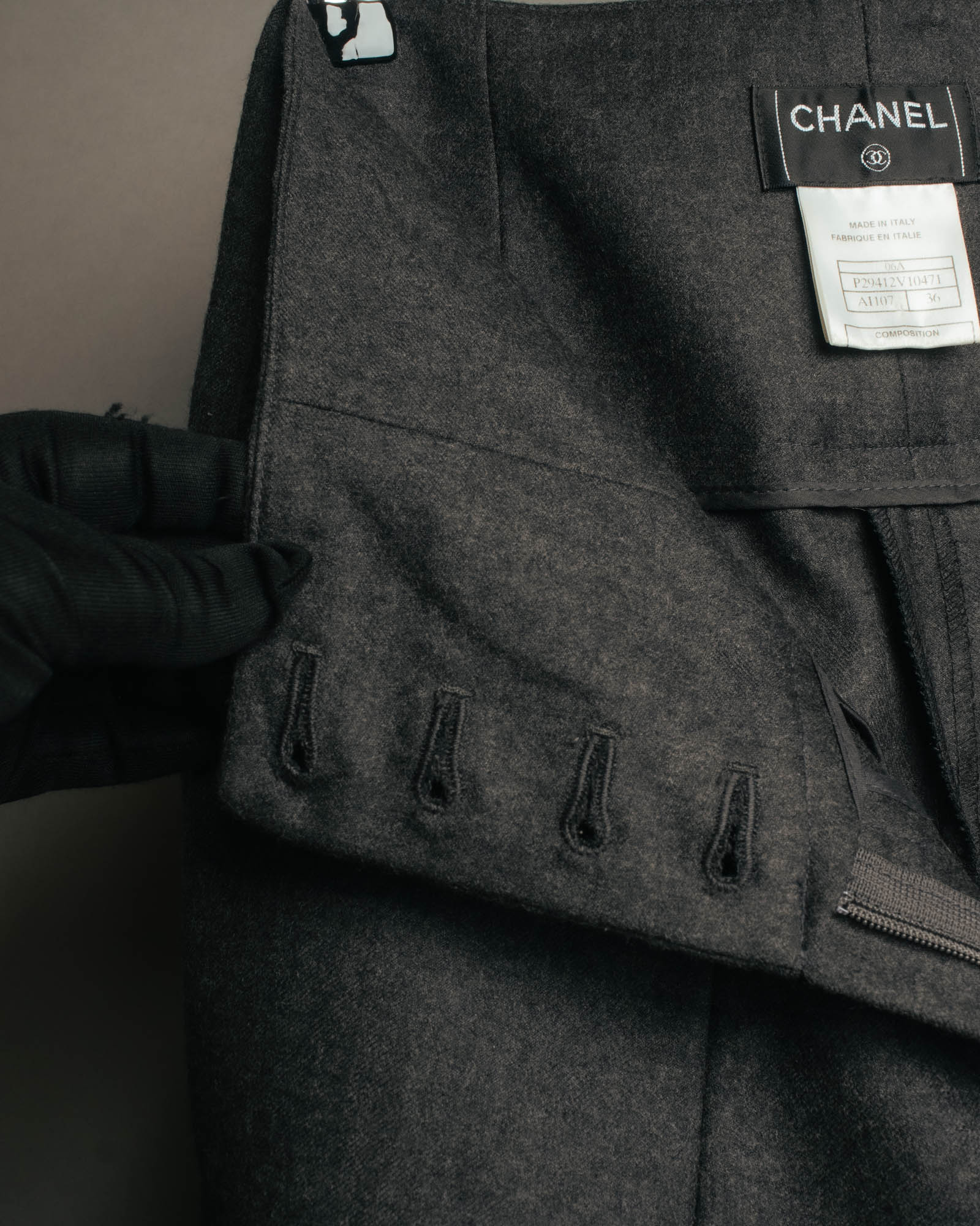 -SPECIAL- "CHANEL" 00's Soft wool cashmere wide leg trousers