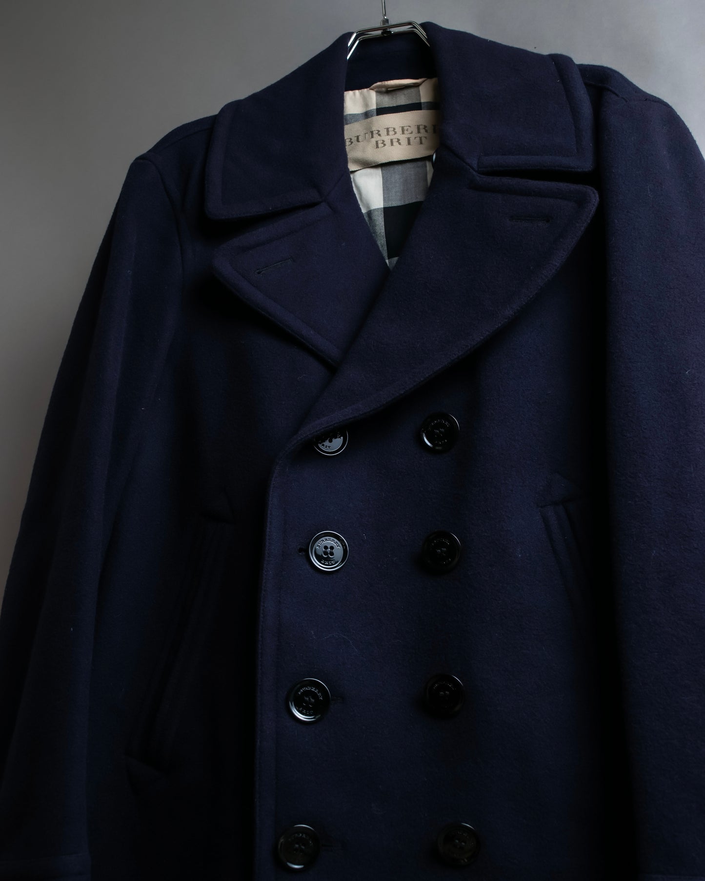 "BURBERRY BRIT" Double breasted wool melton pea coat