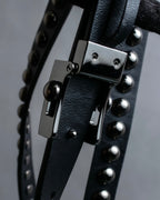 "Christian Dior" Silver stud detail narrow leather belt