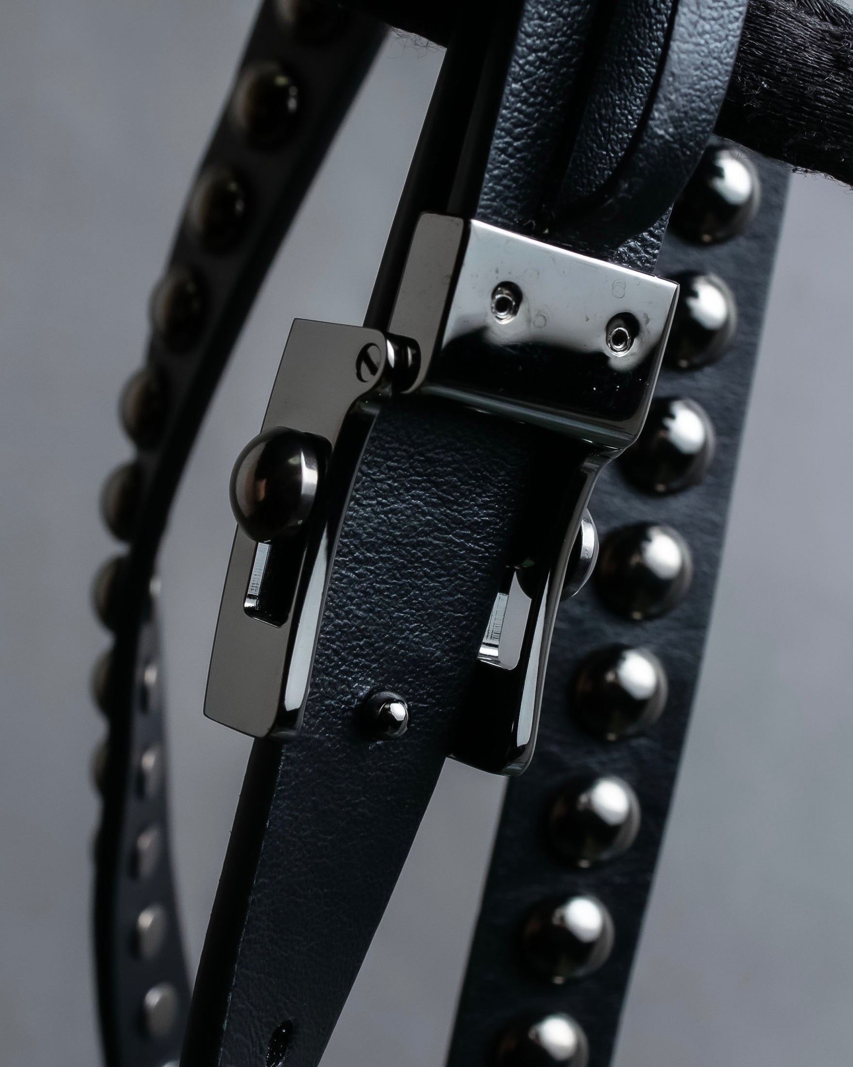 "Christian Dior" Silver stud detail narrow leather belt