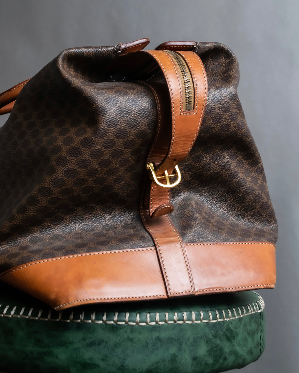 "CELINE" Macadam pattern leather combination boston bag