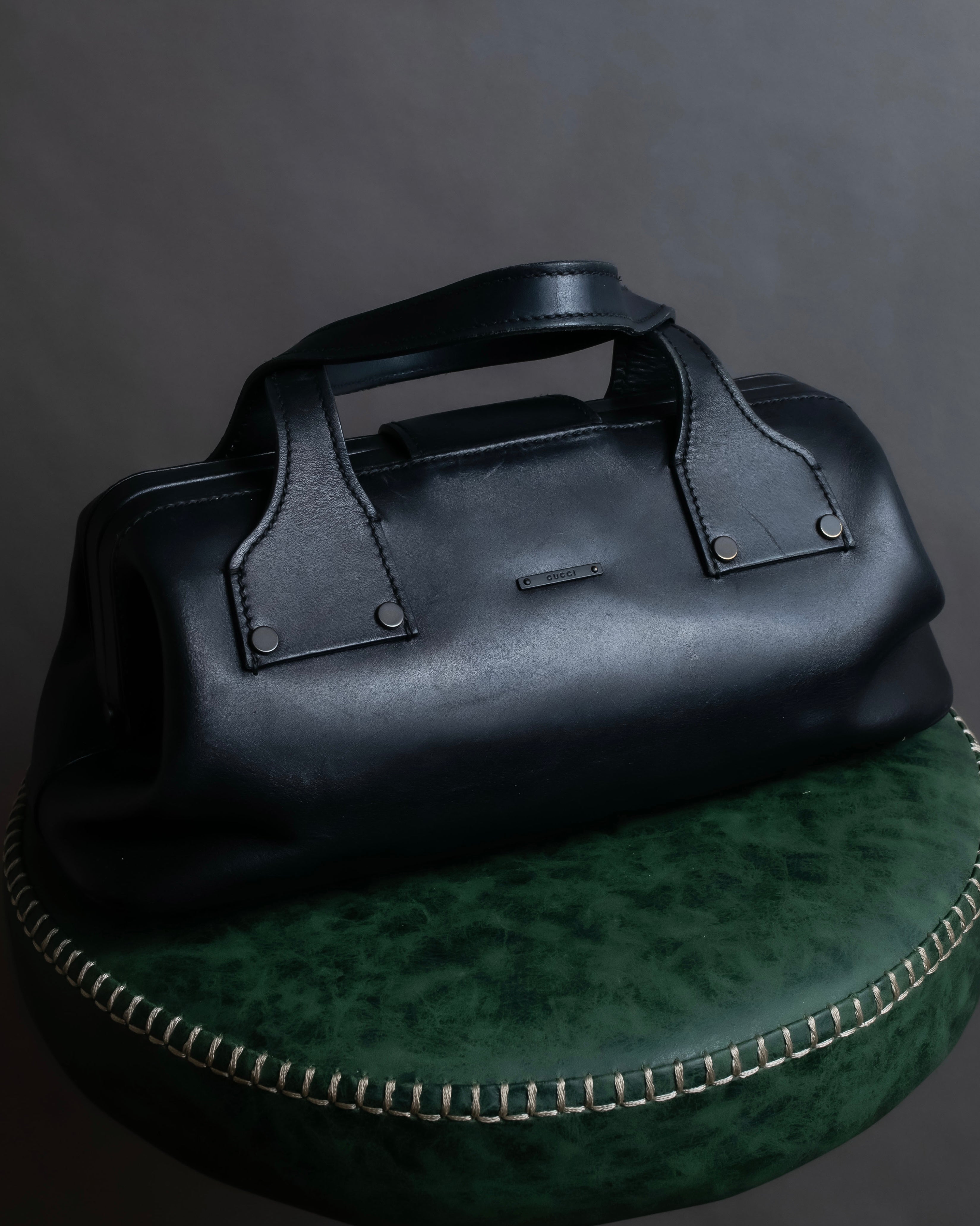 "GUCCI" Vintage gold metal fittings mini doctor bag