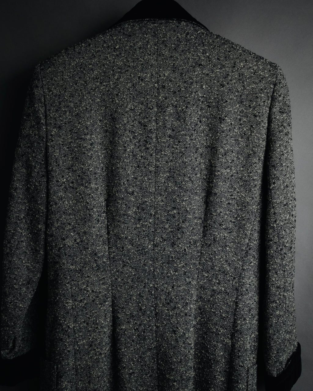 –SPECIAL– "CELINE" 70’s-80’s Classic tweed velvet-collar long coat