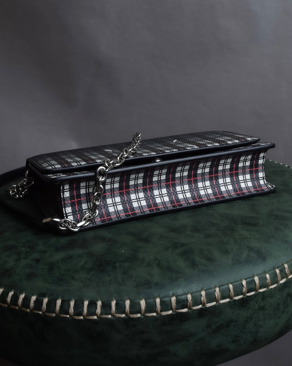 "MAISON MARGIELA" Check pattern gradient design chain shoulder leather wallet bag