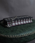 "MAISON MARGIELA" Check pattern gradient design chain shoulder leather wallet bag