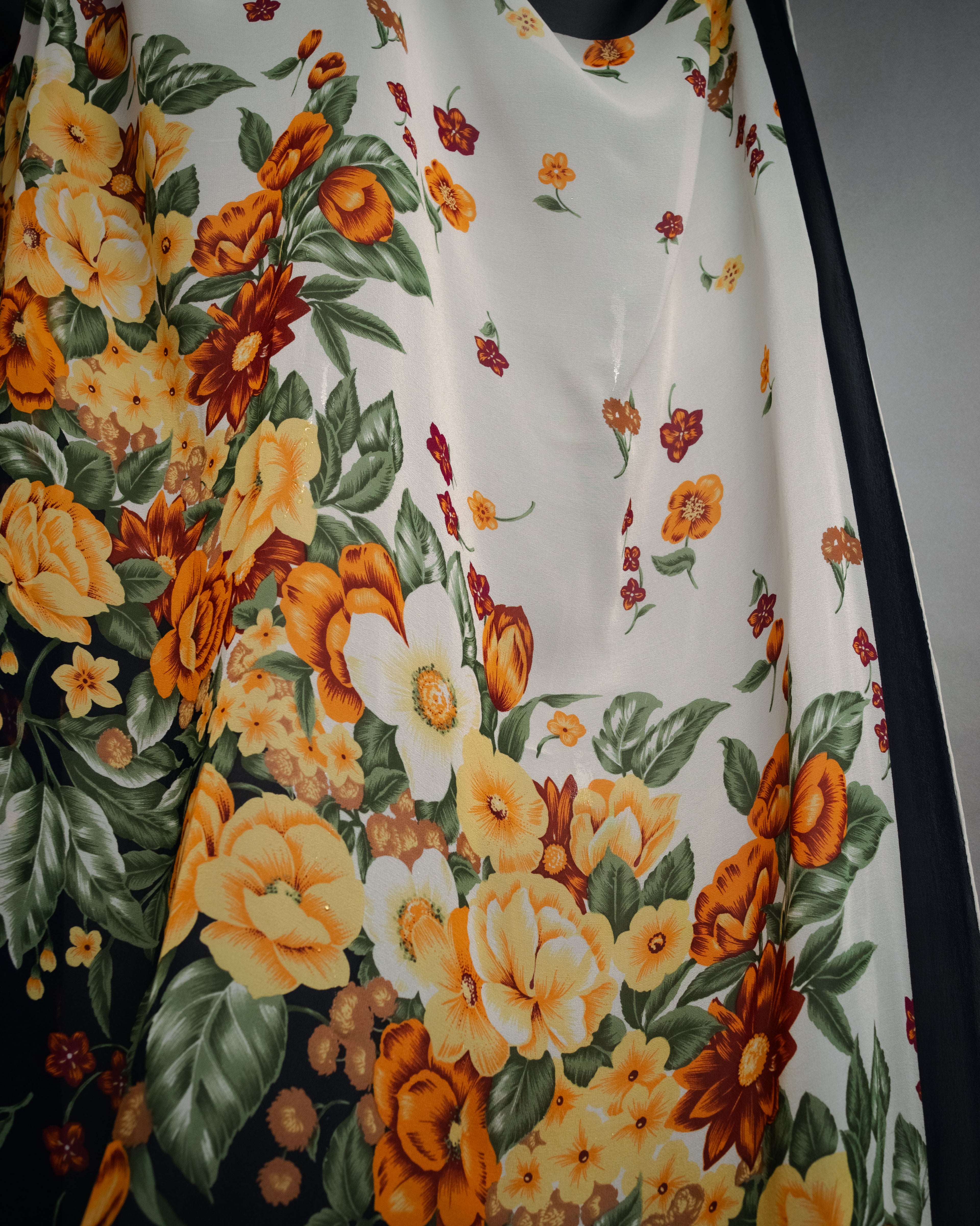 “Christian Dior” 80’s–90’s Botanical silk floral scarf
