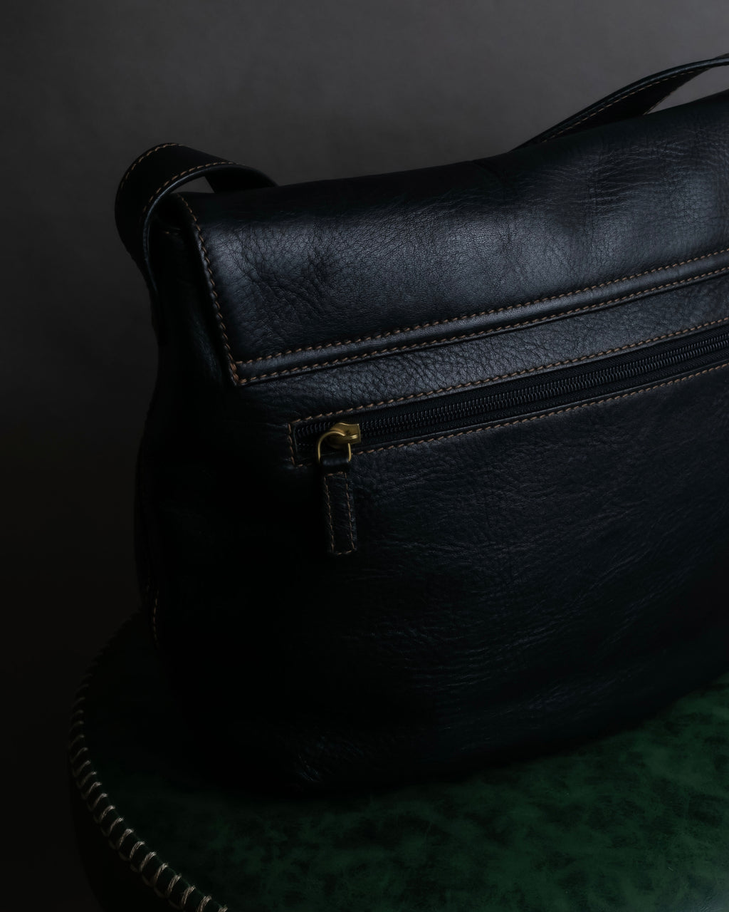 "Ralph Lauren" Saddle＆stirrup motif grained leather shoulder bag