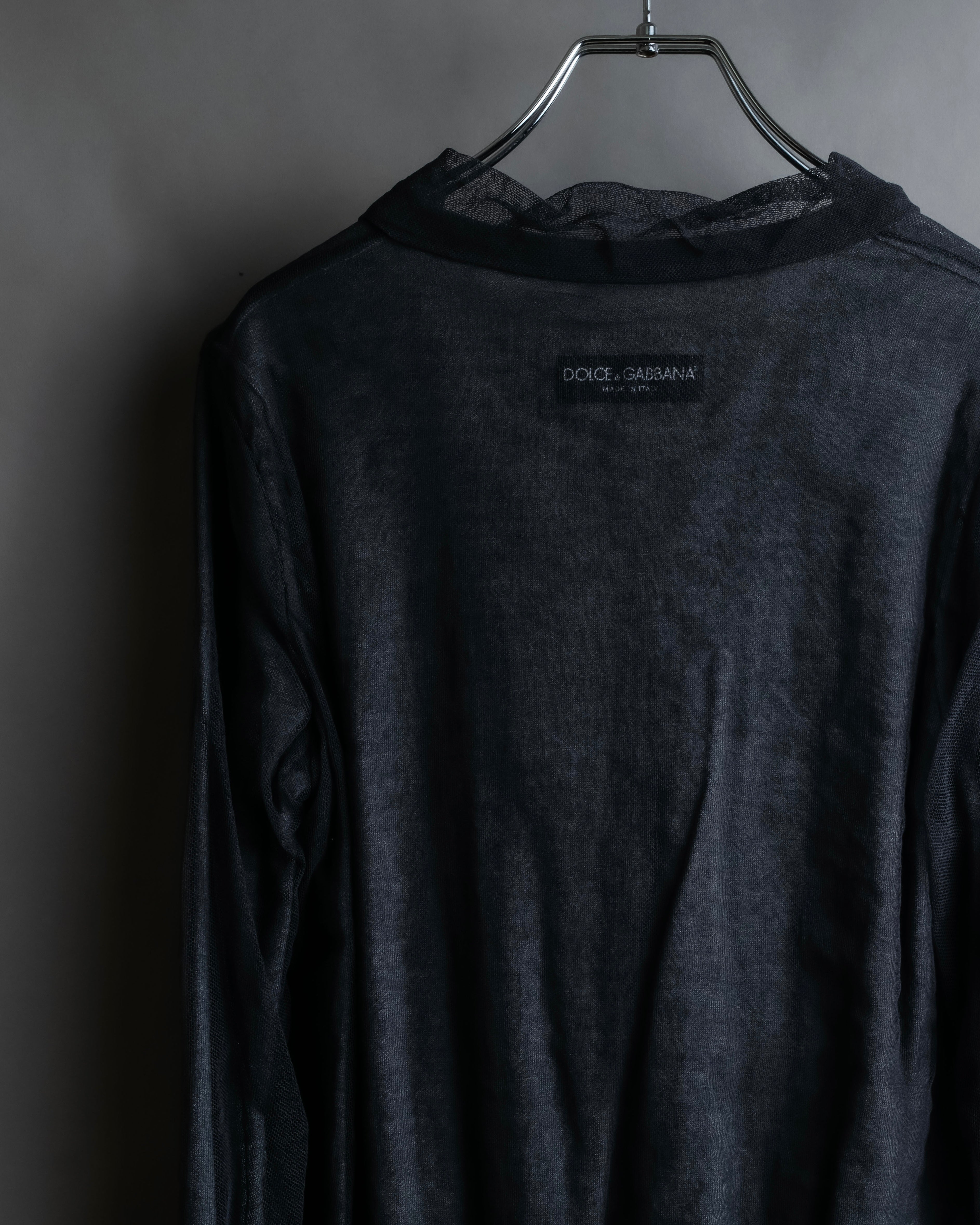 "DOLCE & GABBANA" Sheer layered V-neck grey knit