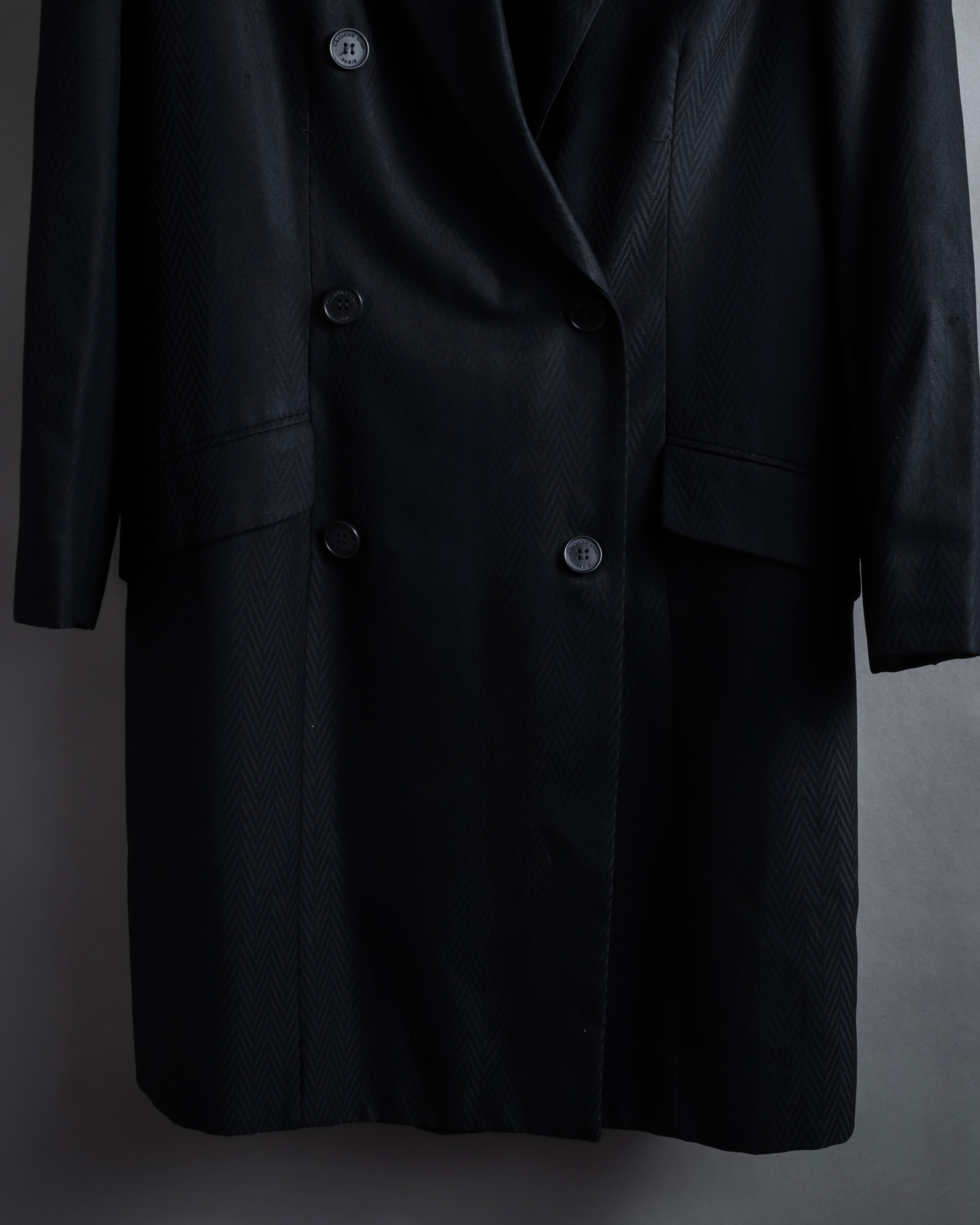 “Christian Dior” 90’s sculpted herringbone chester coat