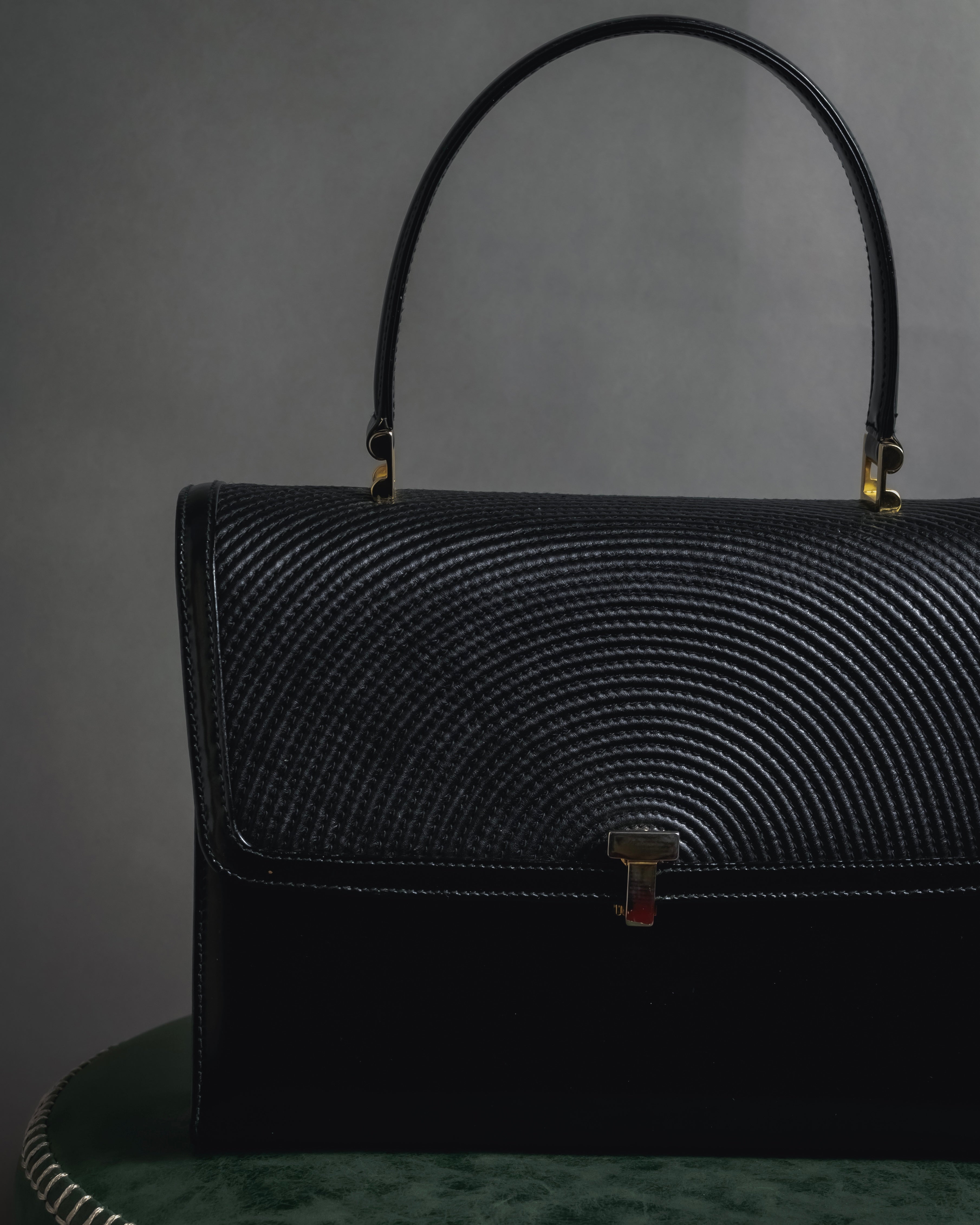 "Tiffany & Co." 80’s-90’s Structured ribbed leather top-handle bag