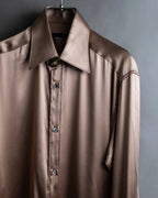 "GUCCI" Ecru beige glossy wide collar shirt