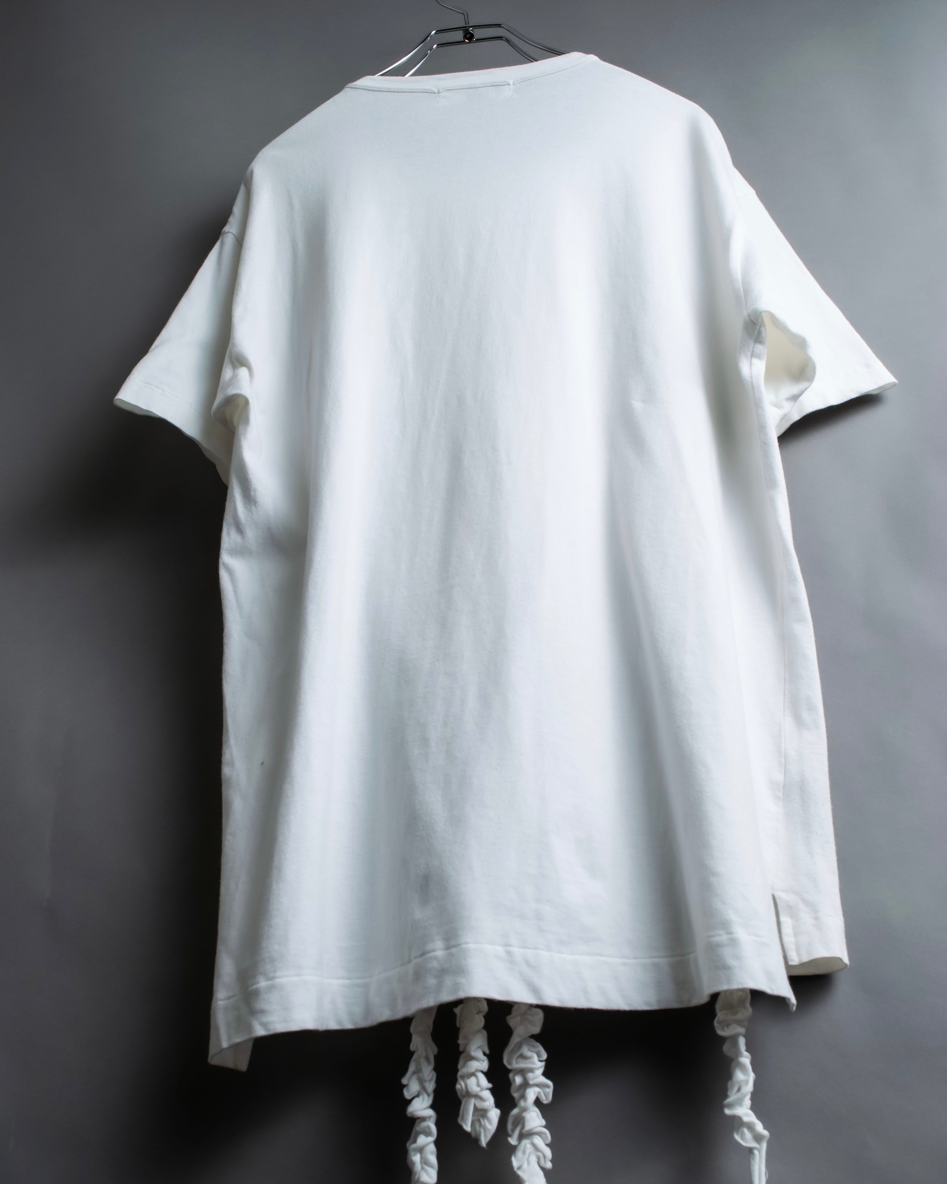 "Yohji Yamamoto POUR HOMME" Long ruffle design soft cotton T-shirt