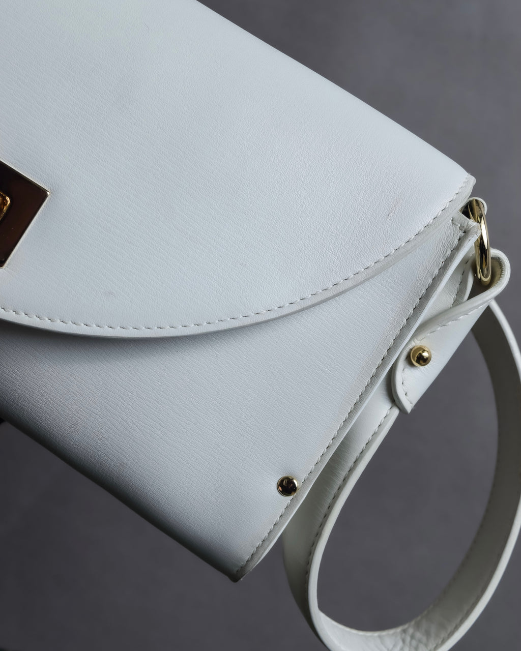 "Salvatore Ferragamo" Gancini motif structured white leather bag