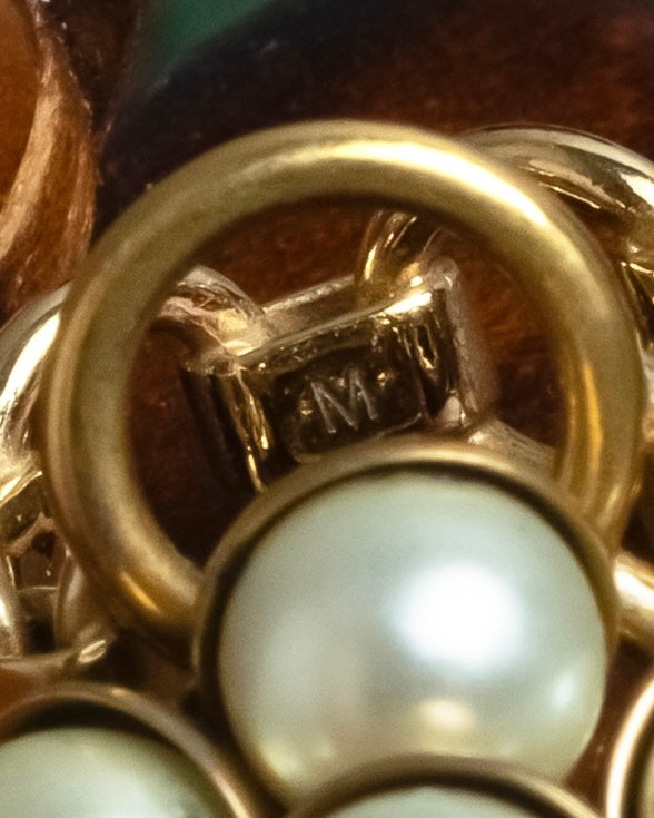 "Christian Dior" Pearl charm top chain link arm ring