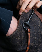 "GUCCI" GG canvas horsebit detail shoulder bag
