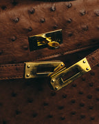"JARDIN DES SACS" 80's-90's Structured ostrich leather top handle bag