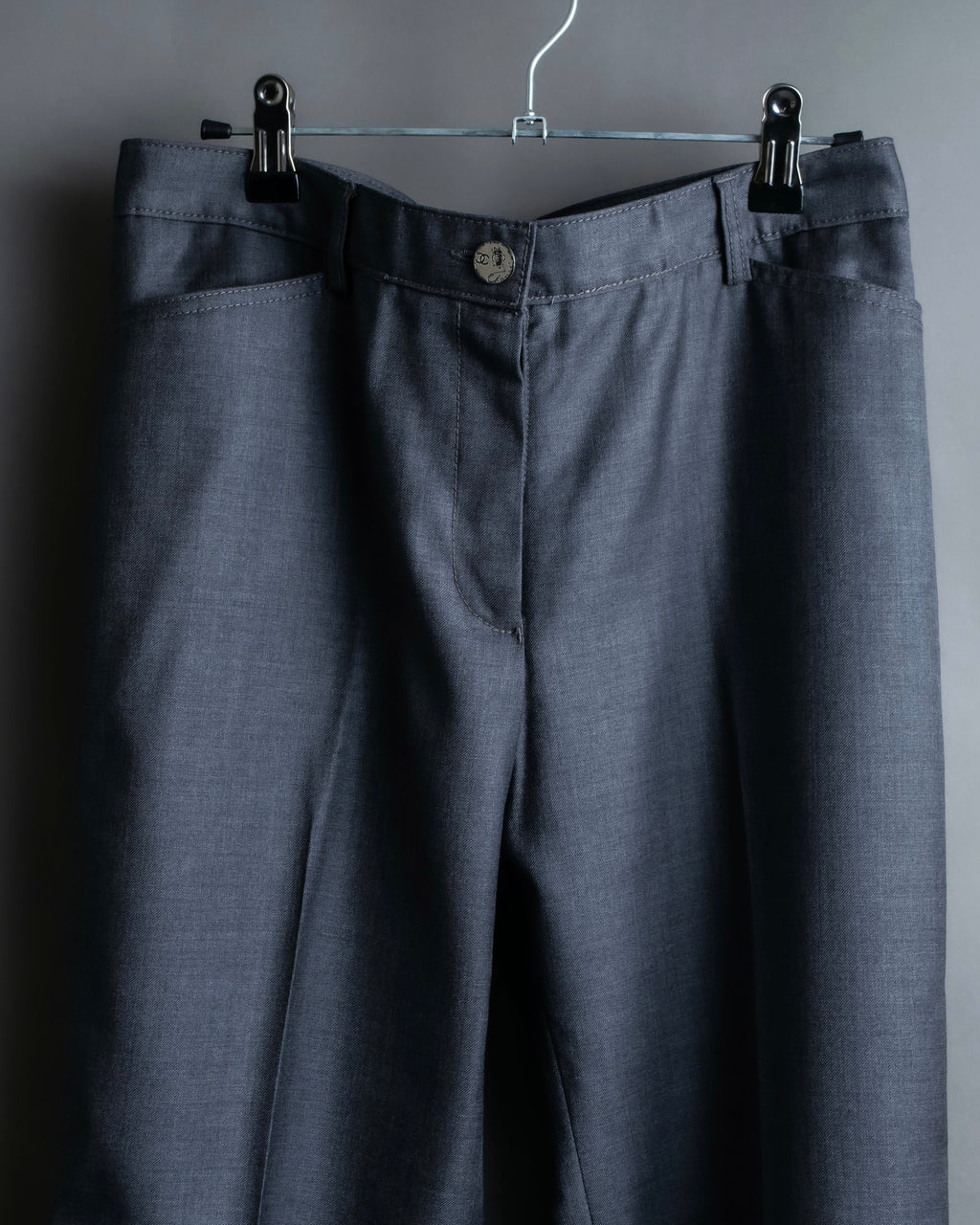 "CHANEL" 100% wool wide tapered slacks